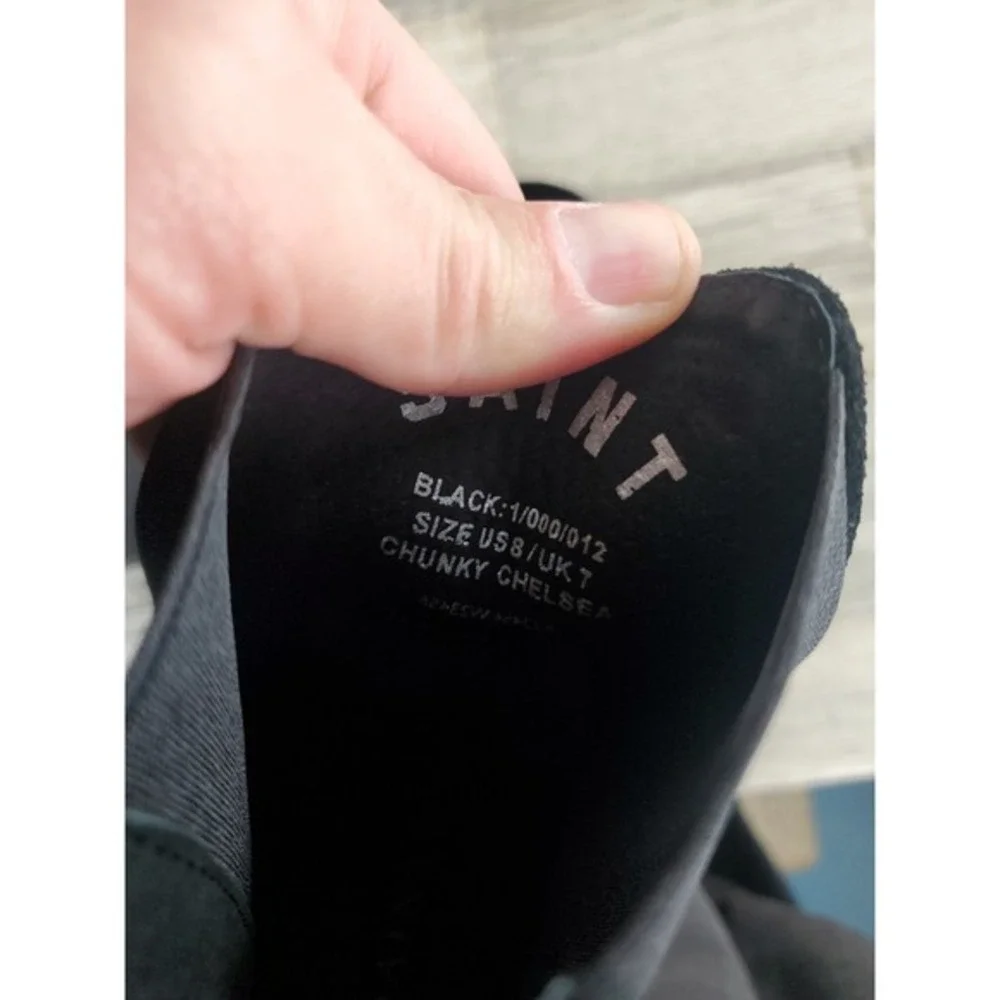 Saint Morta‎ Chunky Chelsea Boots Sz 8 Black Suede Elastic Panel Slip On Ankle